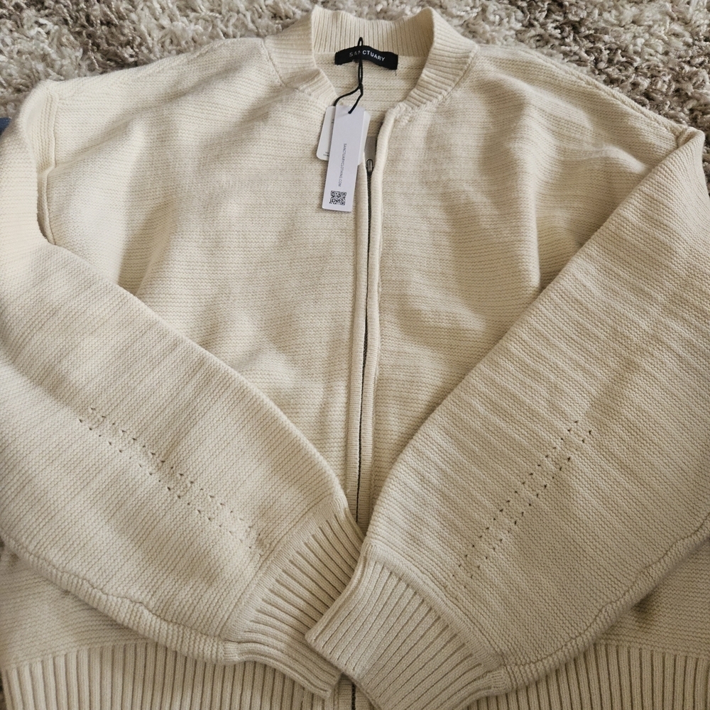 Sanctuary Cream Zip-Up Cardigan